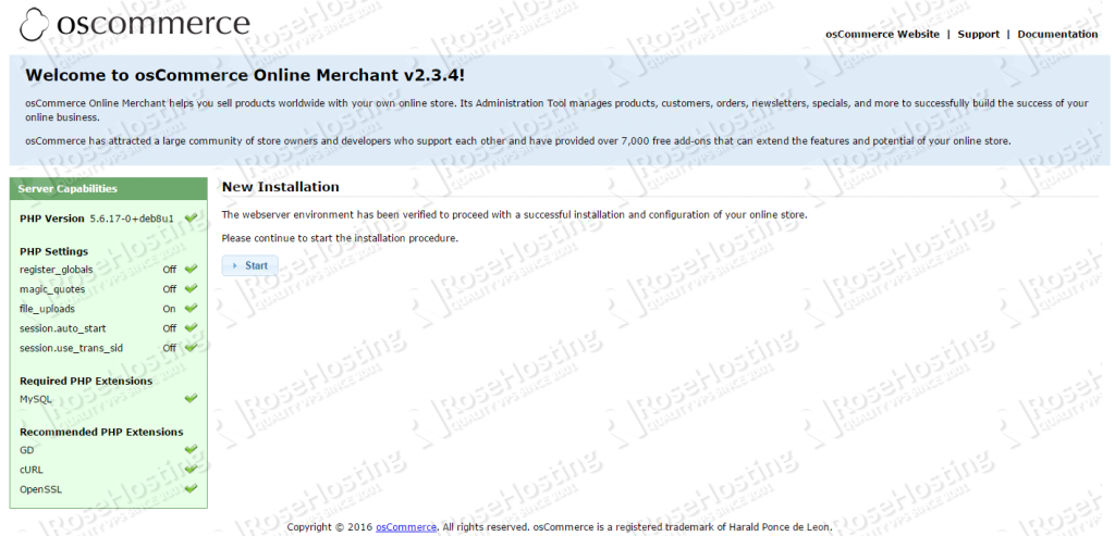 Install osCommerce on Debian 8 | RoseHosting
