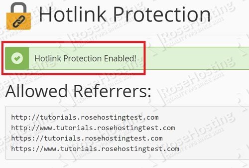 Turn on Hotlinking in cPanel