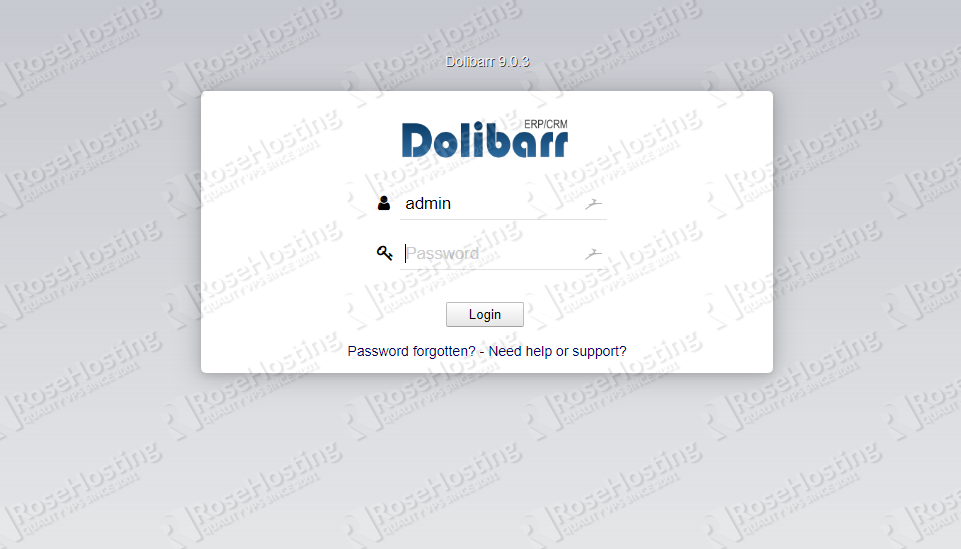Dolibarr login page
