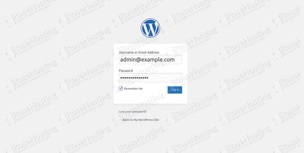 wordpress login page