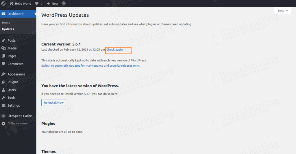 how to set  wordpress hosting in elastic standalone container