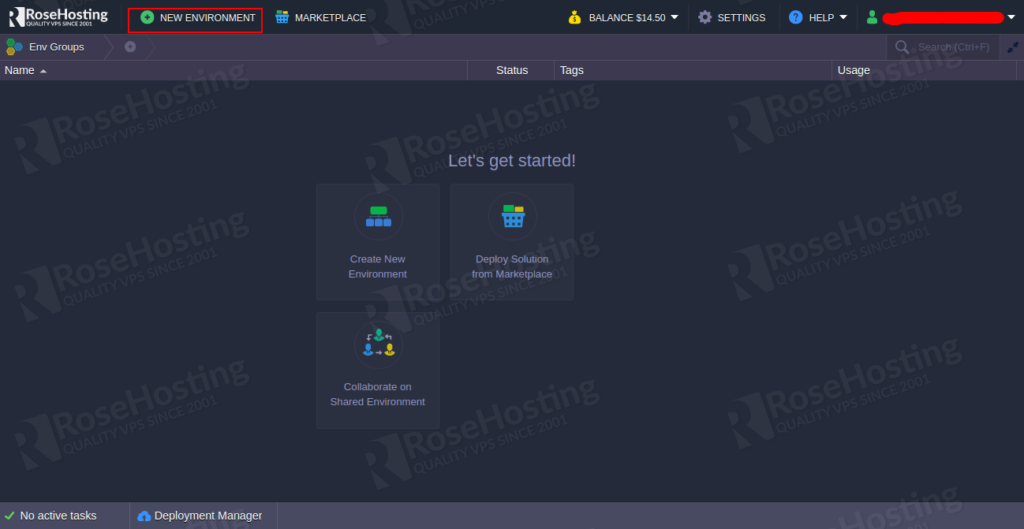 log in rosehosting cloud platform mariadb galera cluster