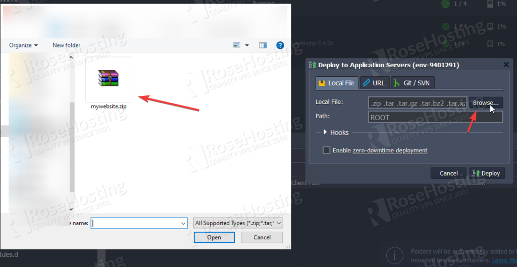 installation of php and apache on rosehosting cloud paas