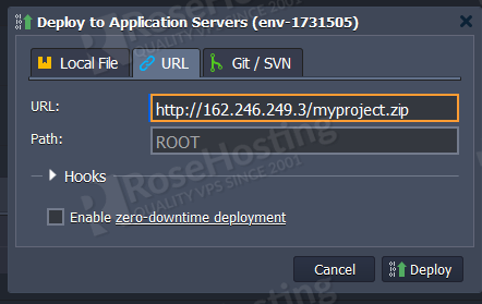 rosehosting paas installation of nginx and php