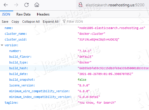 elasticsearch cluster on rosehosting cloud set up