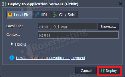 gitblit install and configure on rosehosting cloud