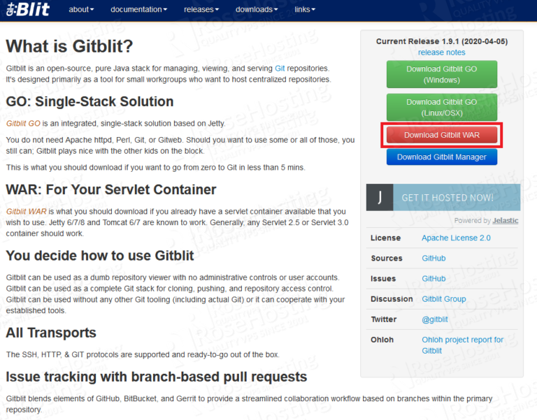 How to Install GitBlit on RoseHosting Cloud | RoseHosting