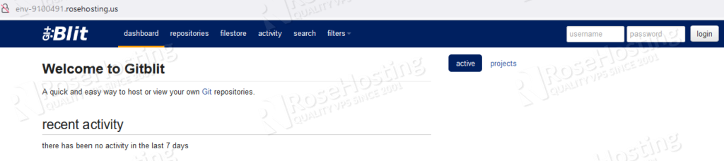 gitblit setting up on rosehosting cloud