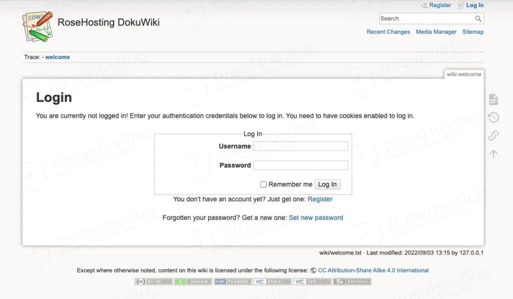 dokuwiki login