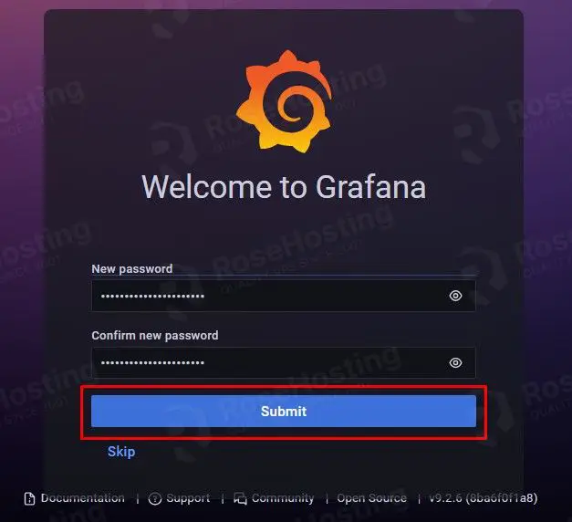 grafana new password