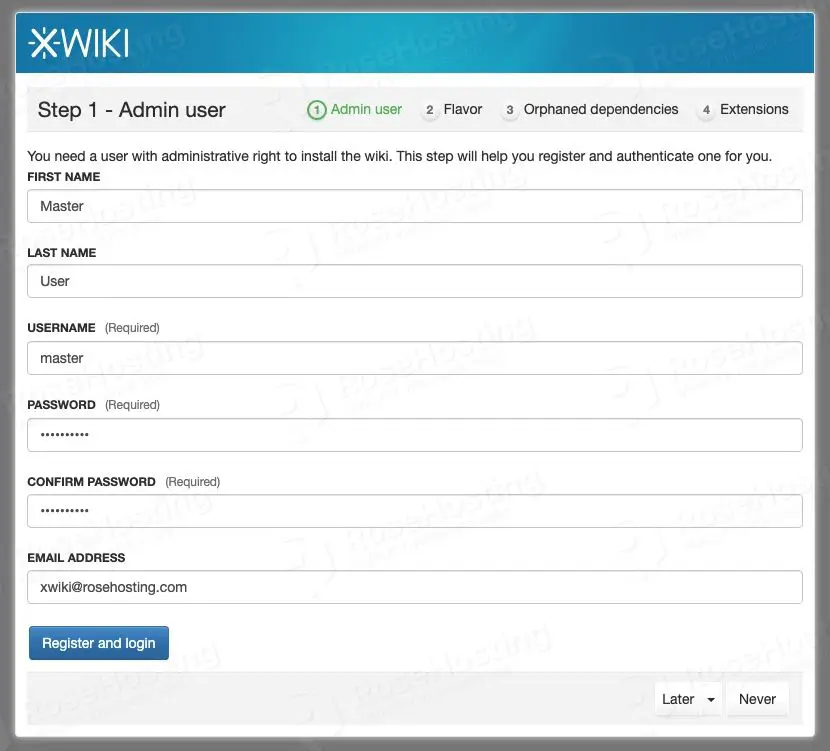 xwiki create admin