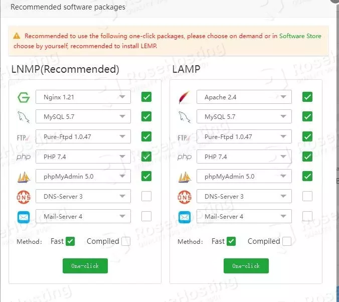 aapanel recommended software