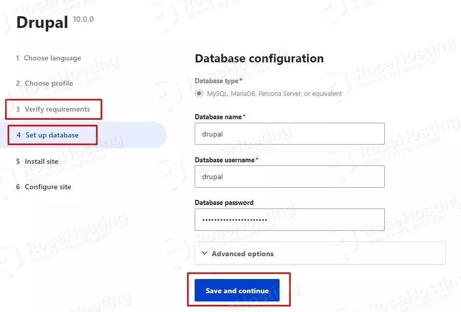 drupal database configuration