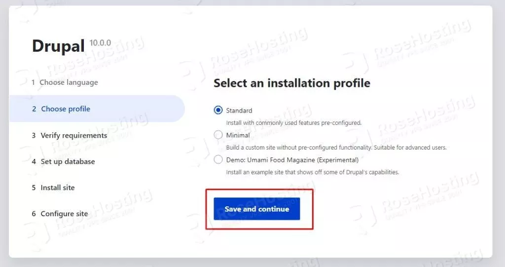 drupal select installation profile