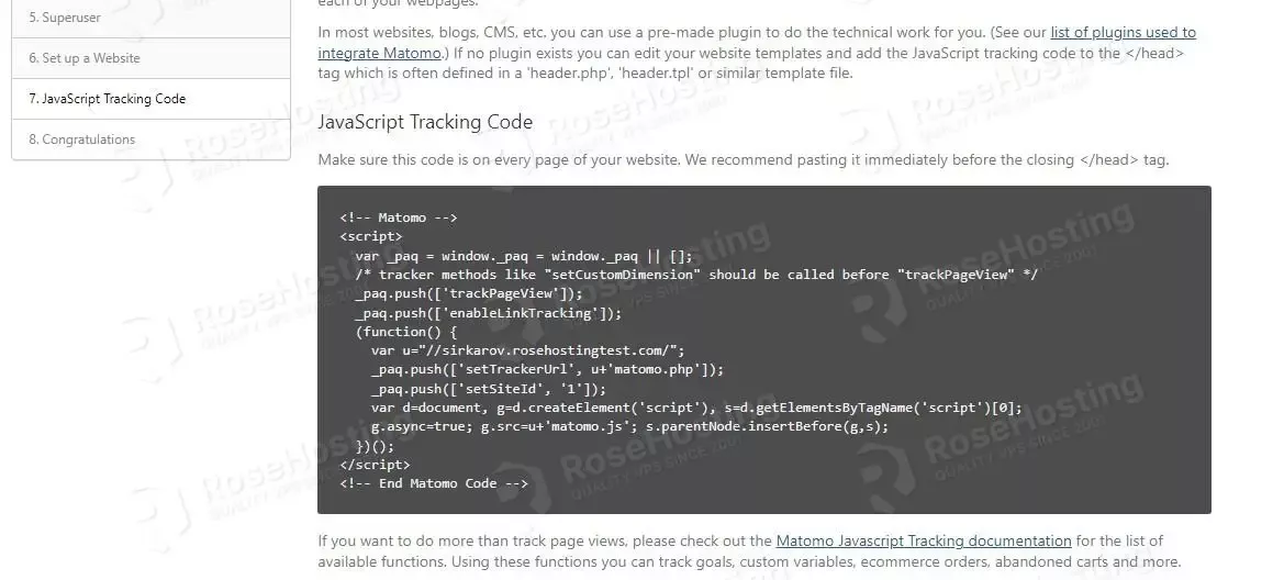 matomo javascript tracking code
