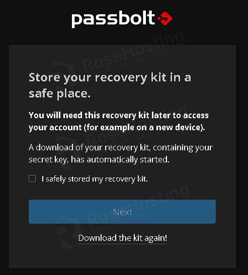 Store your passbolt recovery kit in a safe place