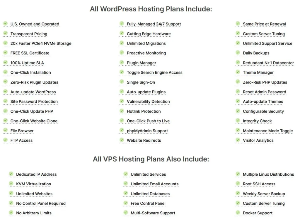 RoseHosting Managed WordPress Hosting Features