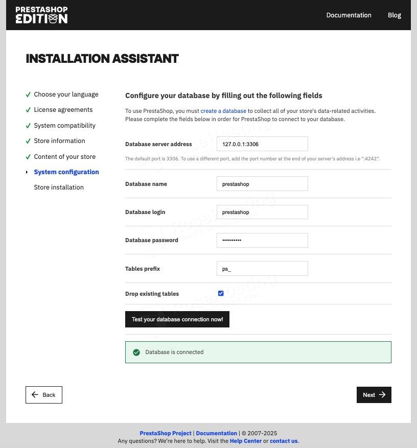 Use the Installation Assistant to install PrestaShop on Debian 13
