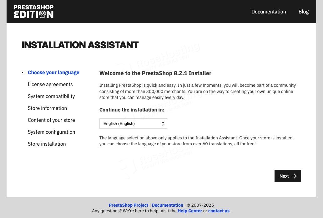How to install PrestaShop on Debian 13 | RoseHosting