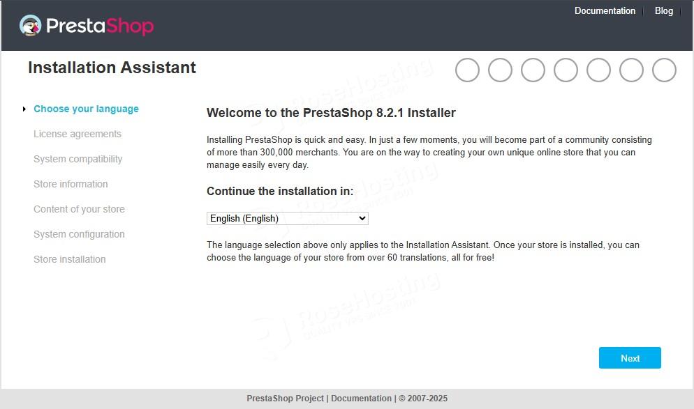 PrestaShop installation assistant