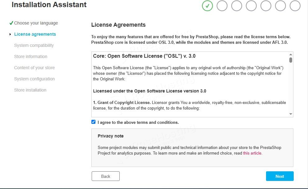 PrestaShop license agreements