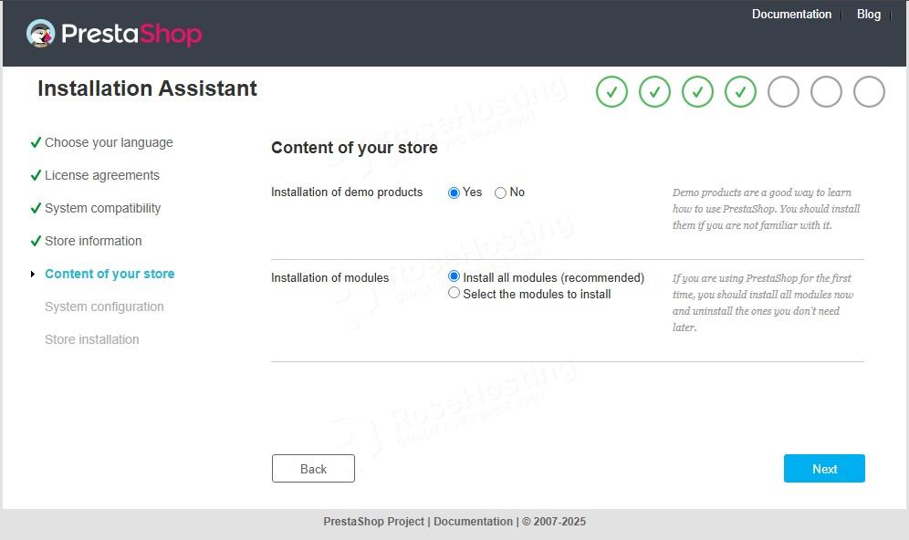 Import PrestaShop store content