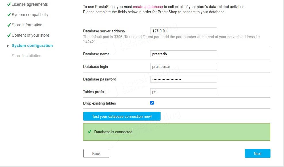 PrestaShop system configuration
