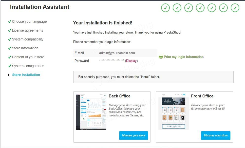 Final install PrestaShop on AlmaLinux 10