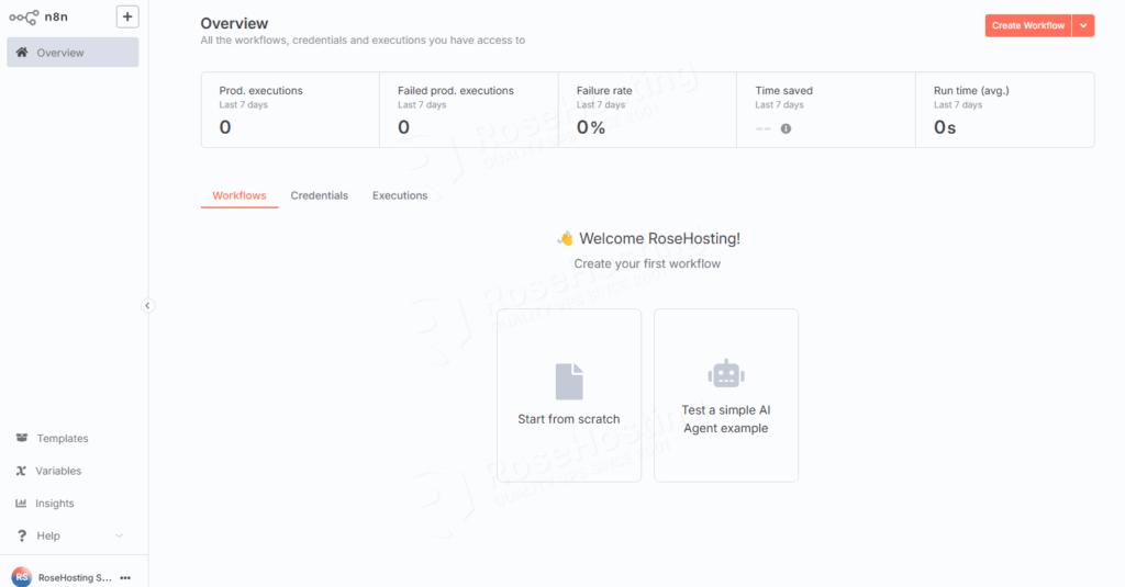 n8n Dashboard overview