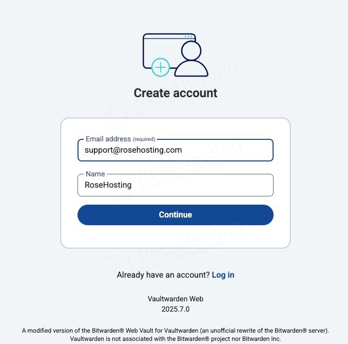 Create a Vaultwarden account