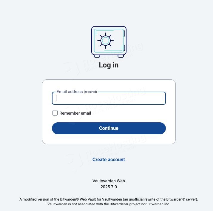 Log in to your Vaultwarden Password Manager on AlmaLinux 10