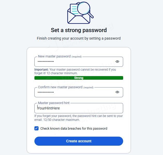 set a strong bitwarden master password