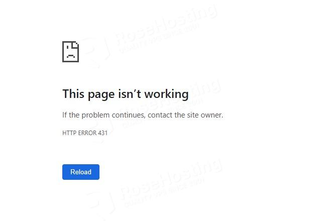HTTP 431 Error - This page isn't working