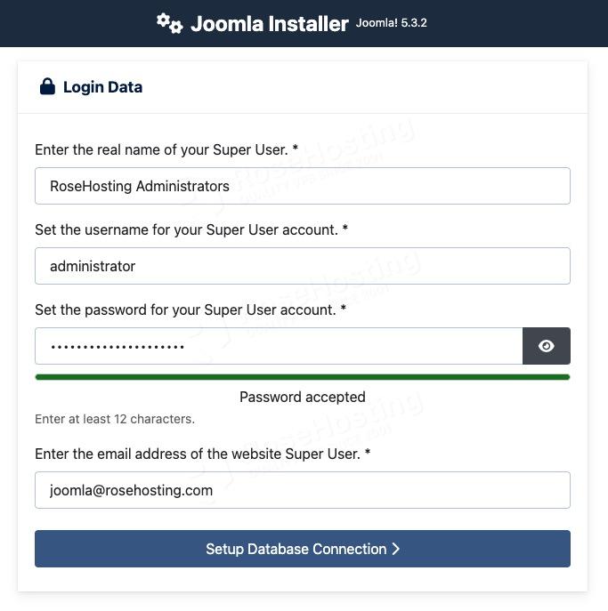 create new joomla account on almalinux 10