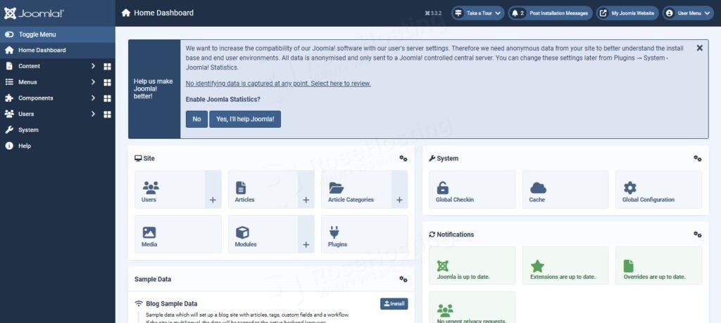 Joomla Dashboard