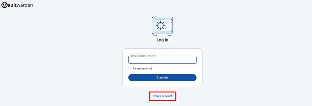 VaultWarden password manager log in