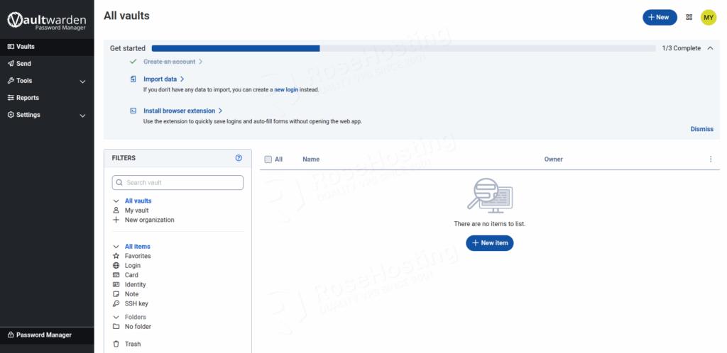VaultWarden Dashboard