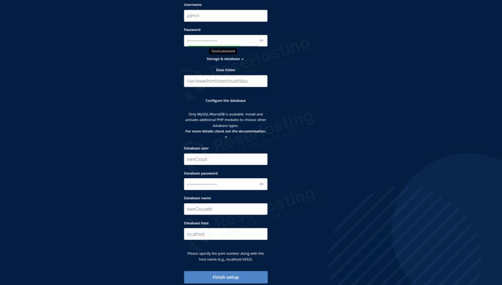 Finish the ownCloud installation on Debian 13