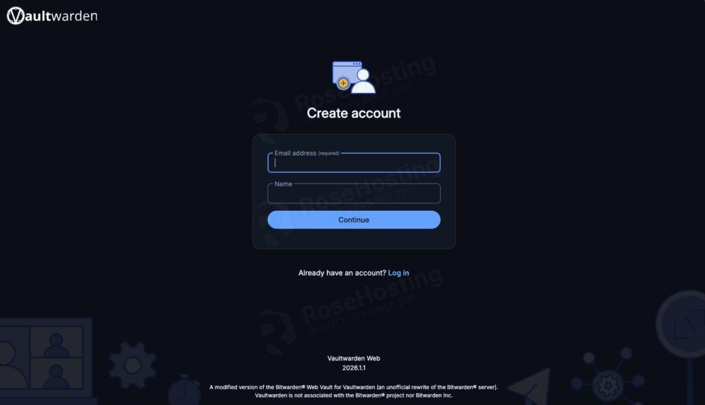 Create a VaultWarden account