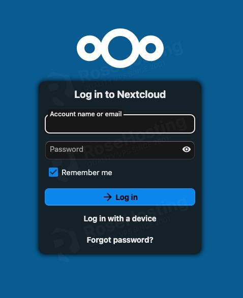 Log in to NextCloud