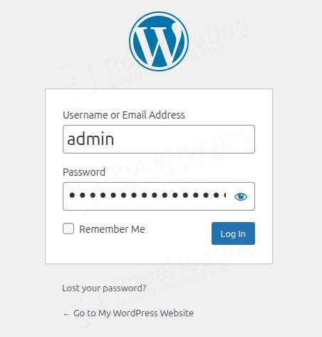 WordPress admin login