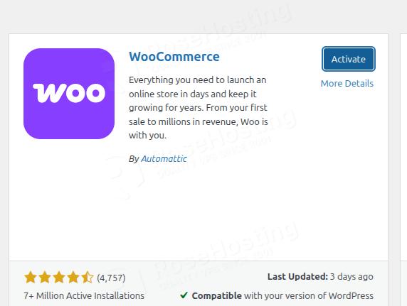 activate woocommerce plugin