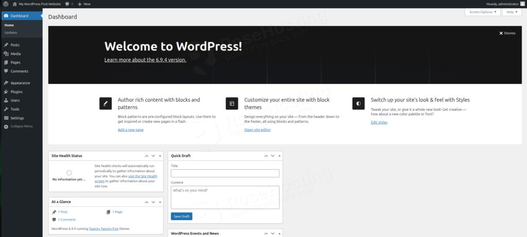 WordPress Dashboard