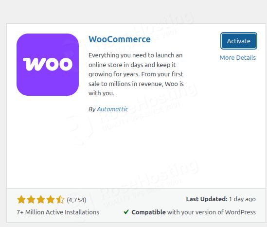 Activate Woocommerce plugin