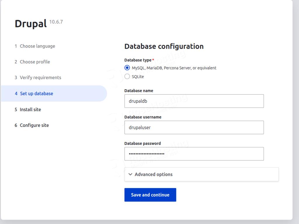 Set up Drupal database