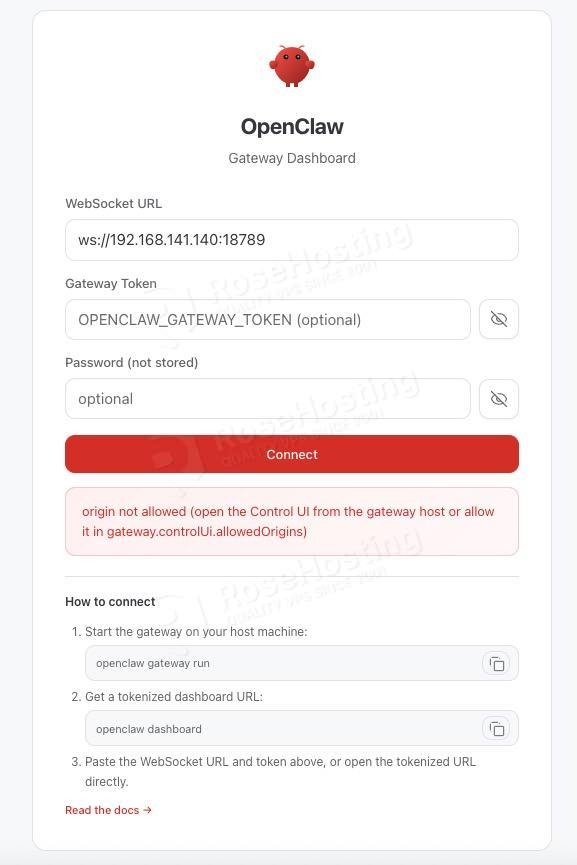 OpenClaw gateway dashboard