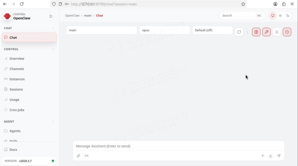Install OpenClaw on AlmaLinux 10 dashboard