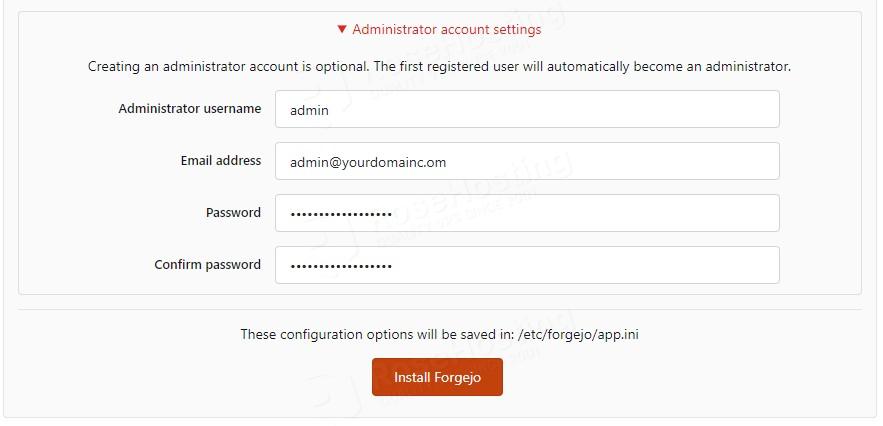 Administrator forgejo settings