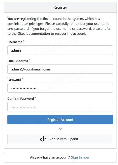 register for gitea