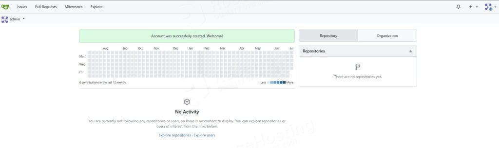 gitea dashboard